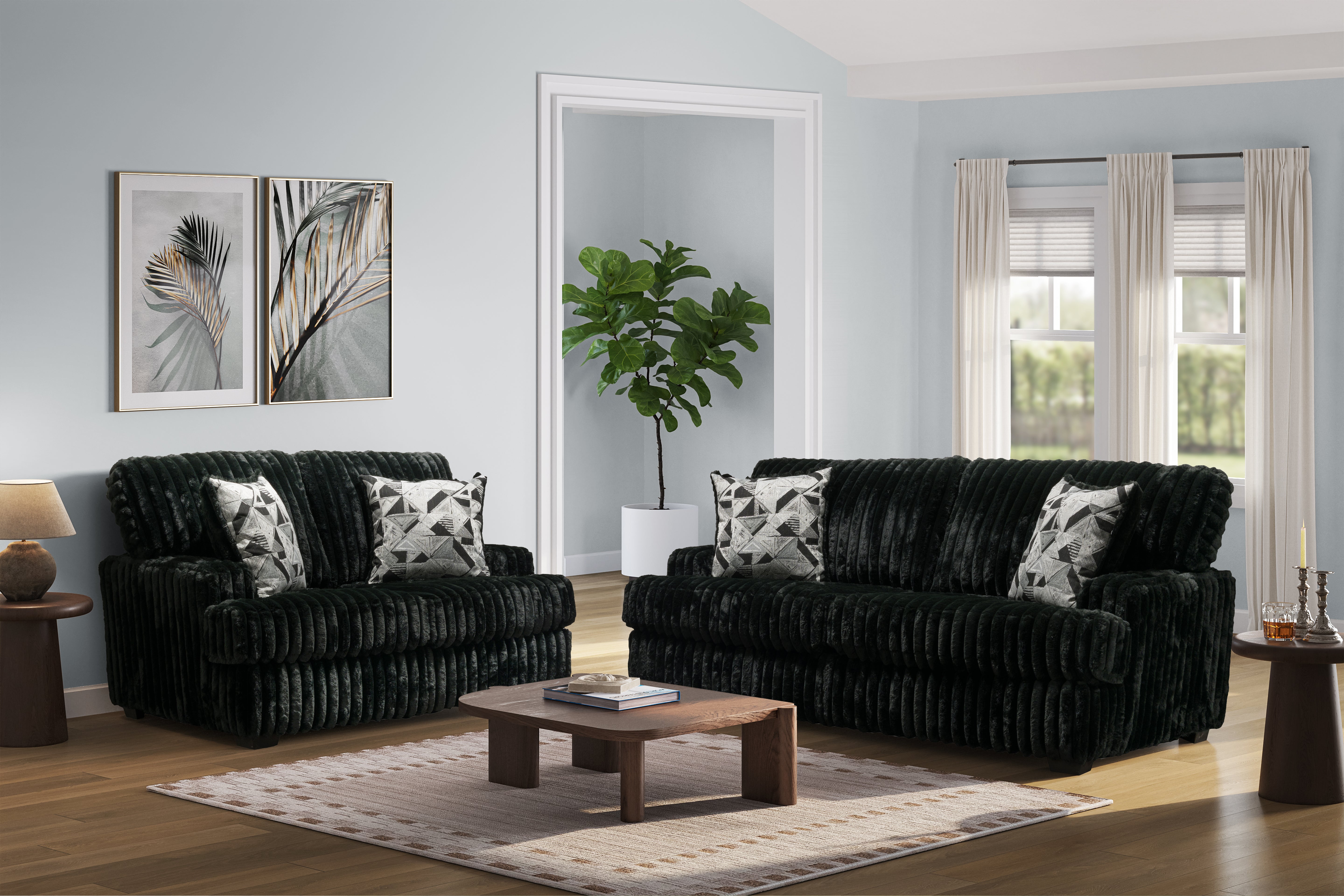 1112 Sofa Loveseat MONDO BLACK - DOMESTIC - LIVING ROOM
