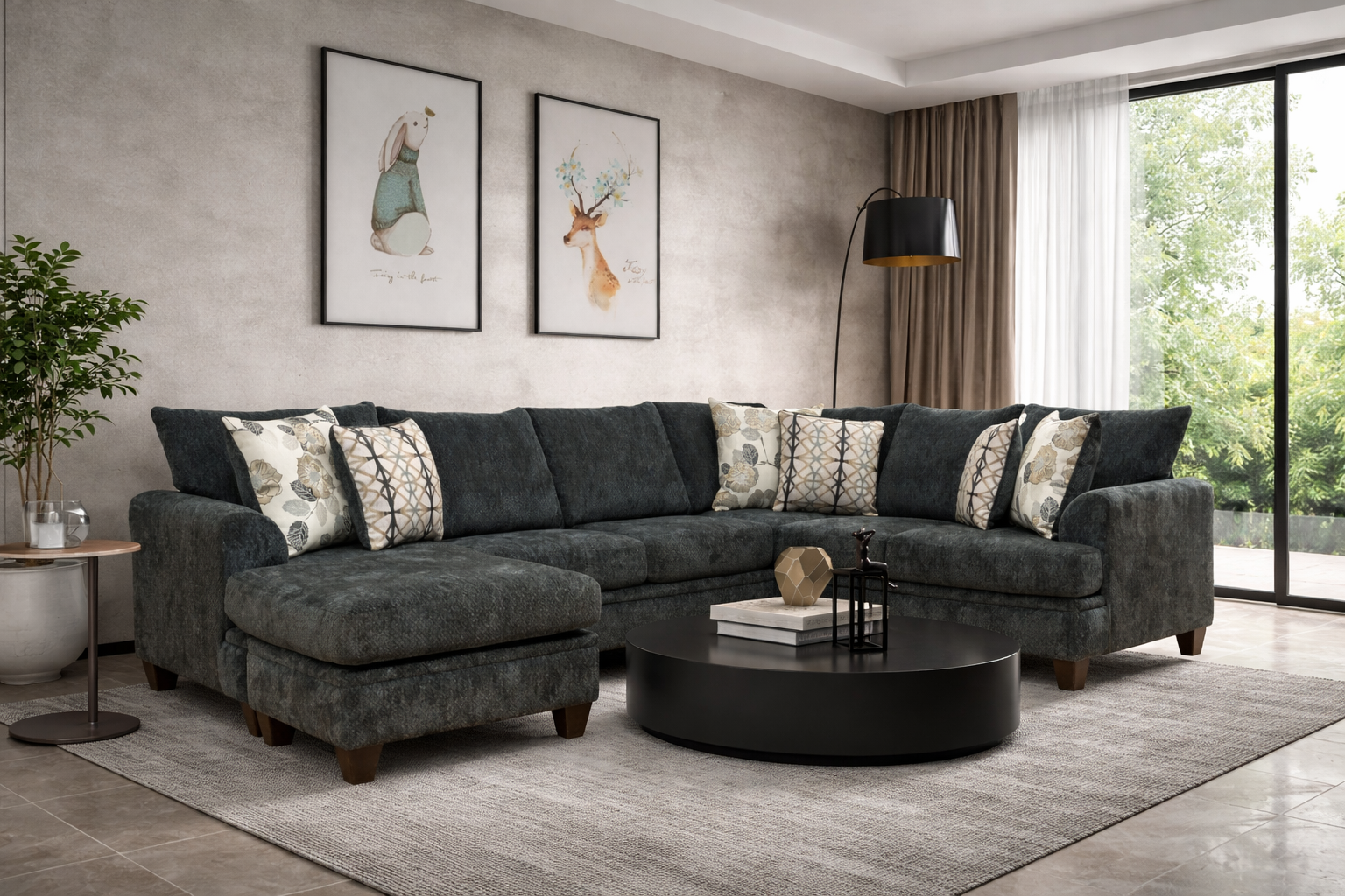 65 Corner RHF Sofa & LHF Corner Charcoal