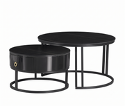 Marquina Midnight Black Stone Top With Black Steel Base Set of 2