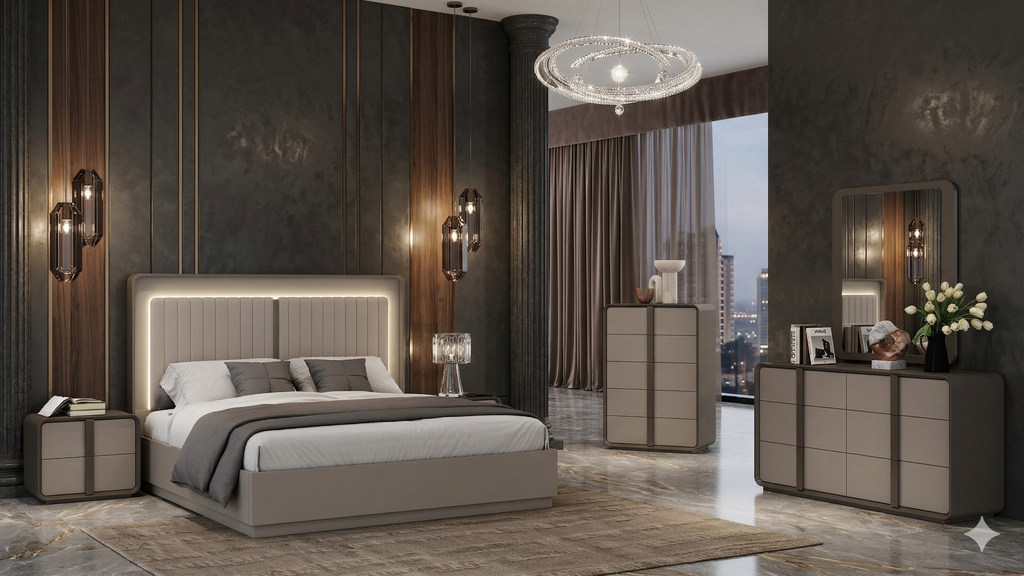 Light Grey Queen Bed Set