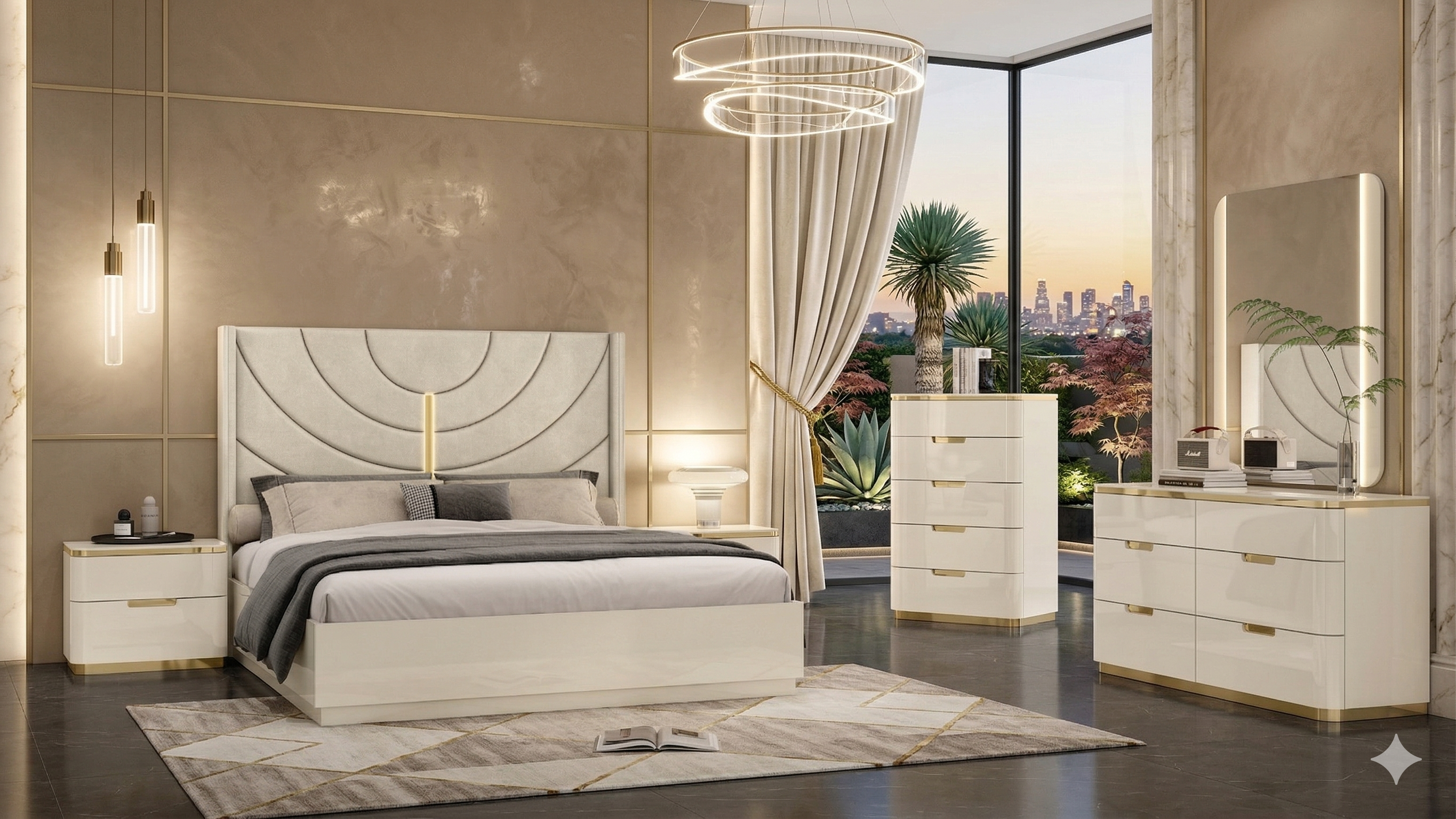 Queen White Bed Set