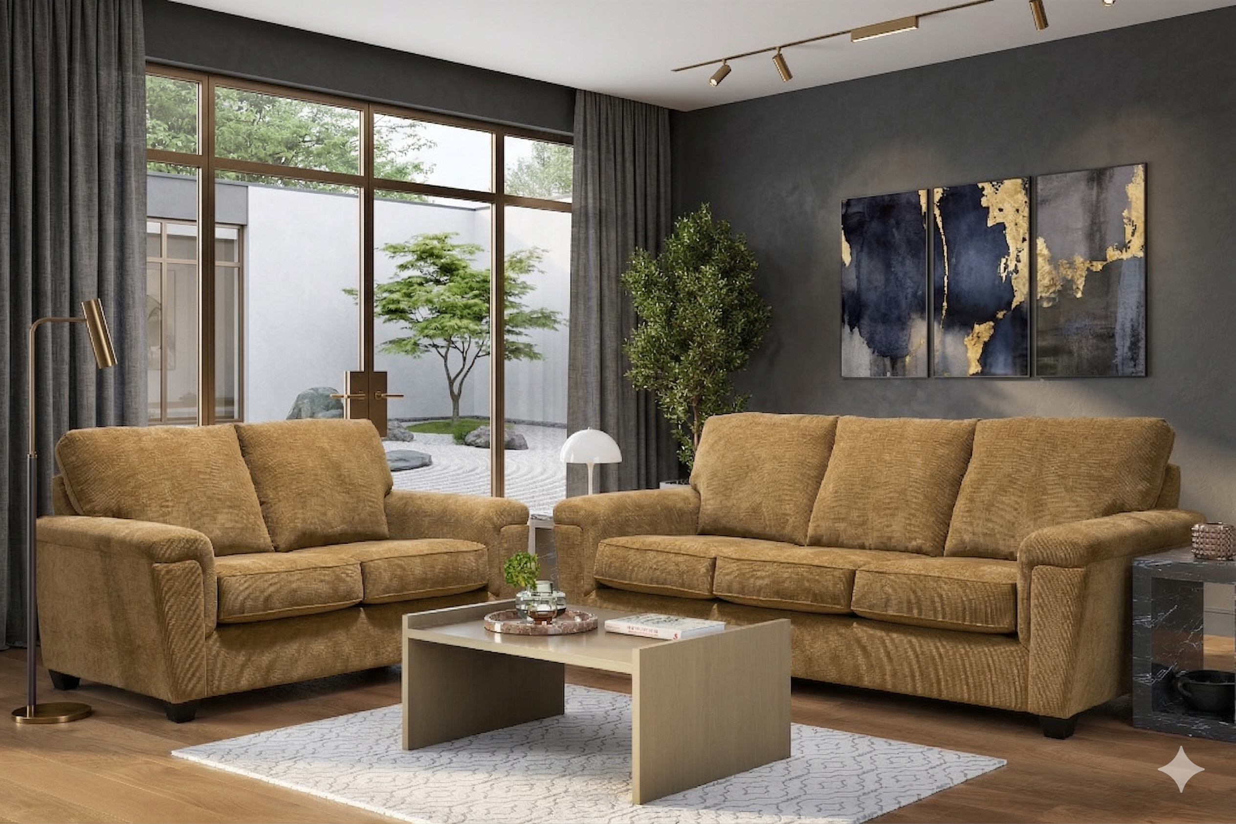 167 Sofa Loveseat Camel Living Room