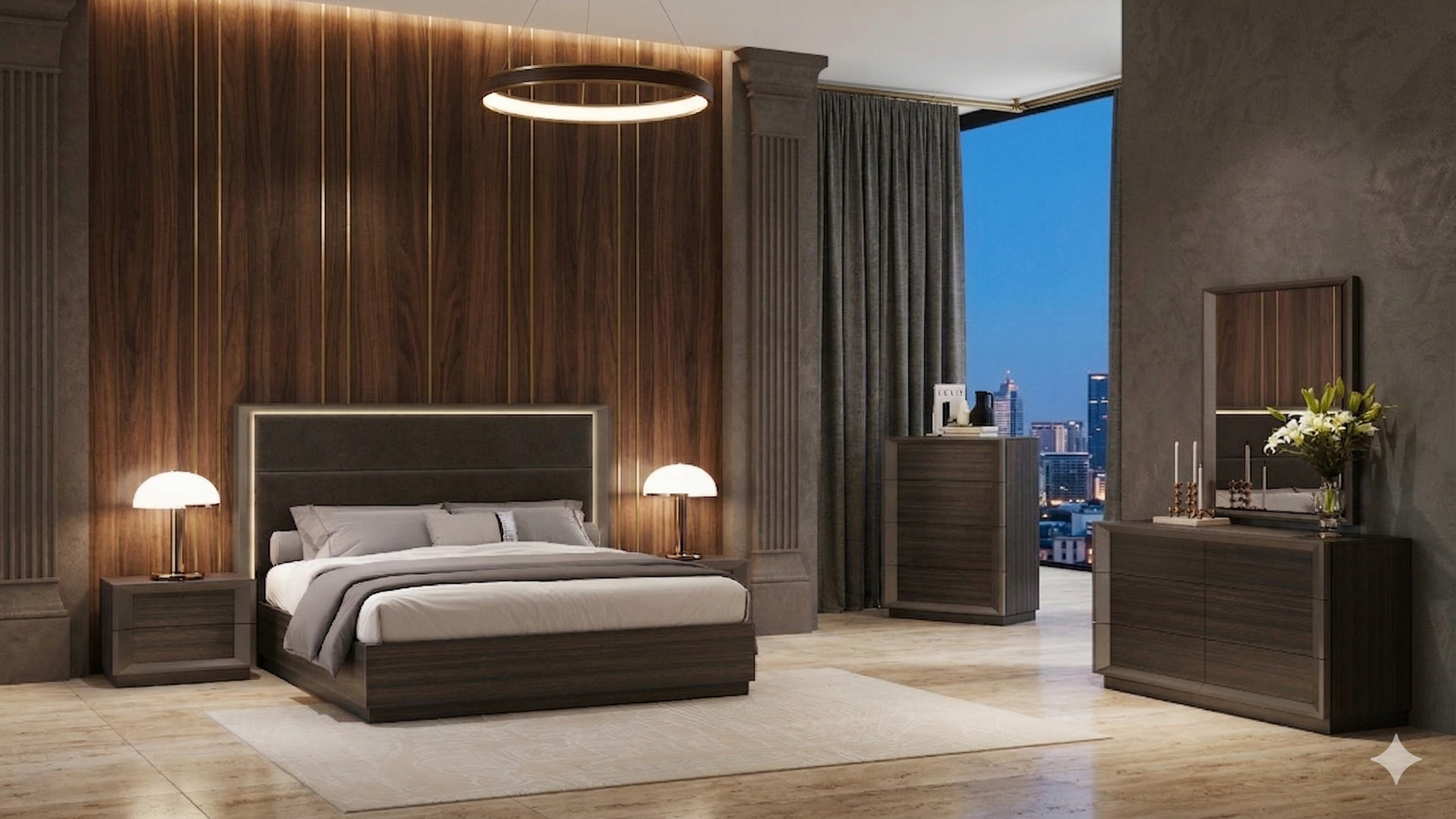Queen Brown MC Bed Set