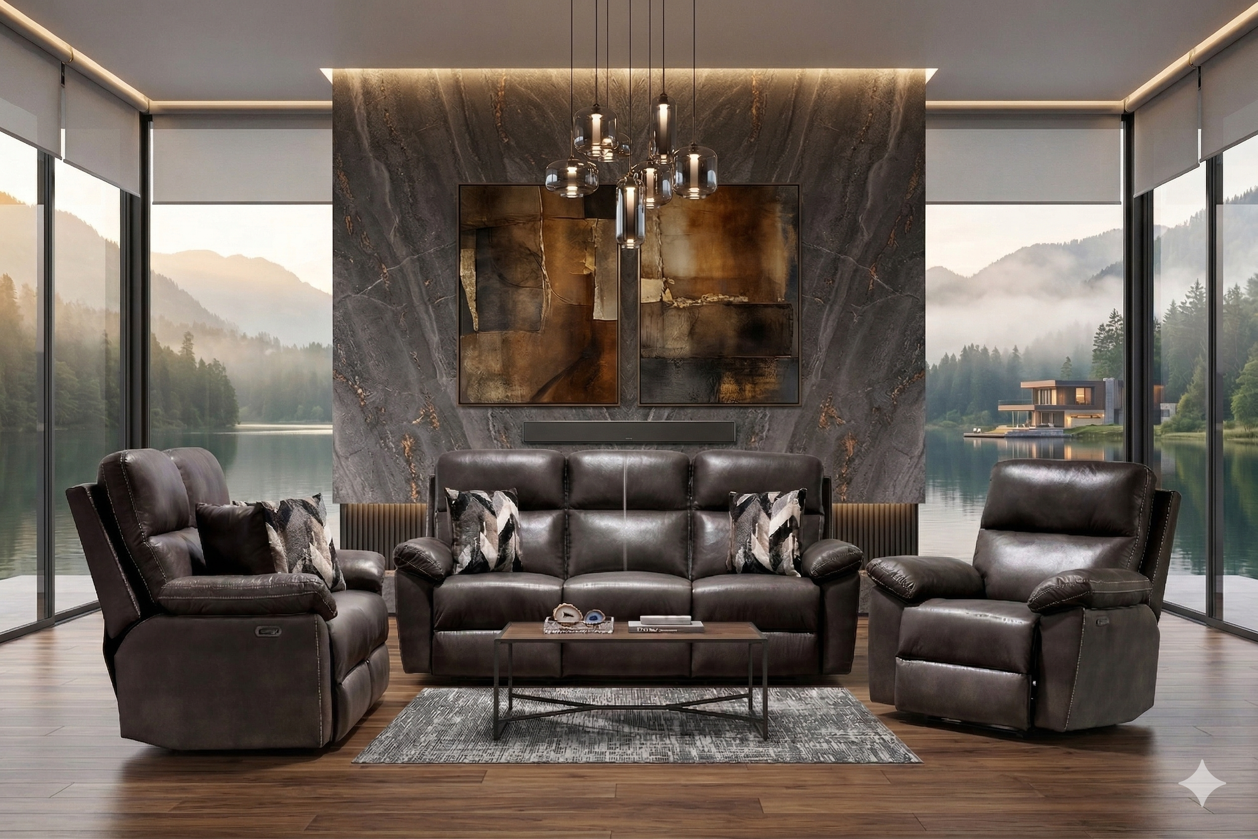 8212 Powered Recliner Sofa Loveseat CARBON - DOMESTIC