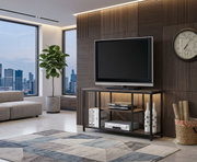 TV Stand Distressed Wooden Top & Metal Base