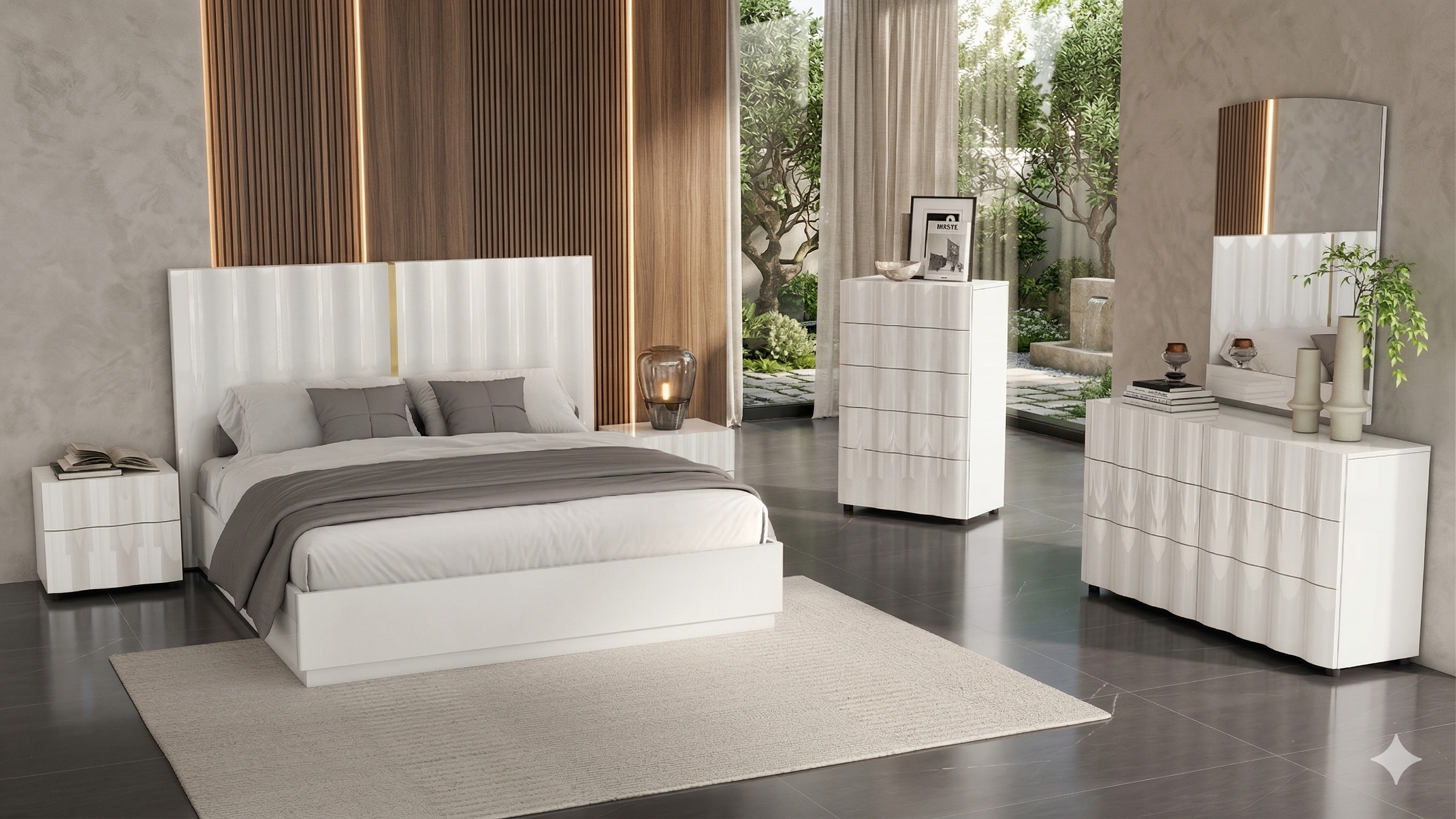 Queen Ivory Bed Set